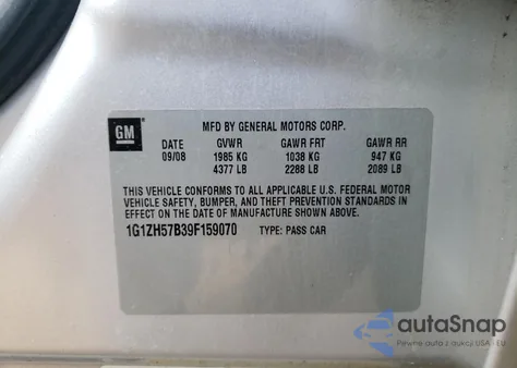 2009 Chevrolet Malibu 1Lt from USA, damaged, VIN 1G1ZH57B39F159070